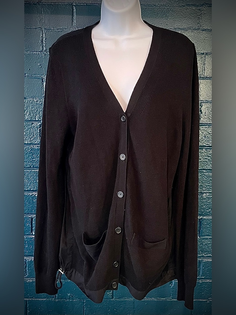 Classic Black V-Neck Button-Front Women's Cardigan Sweater